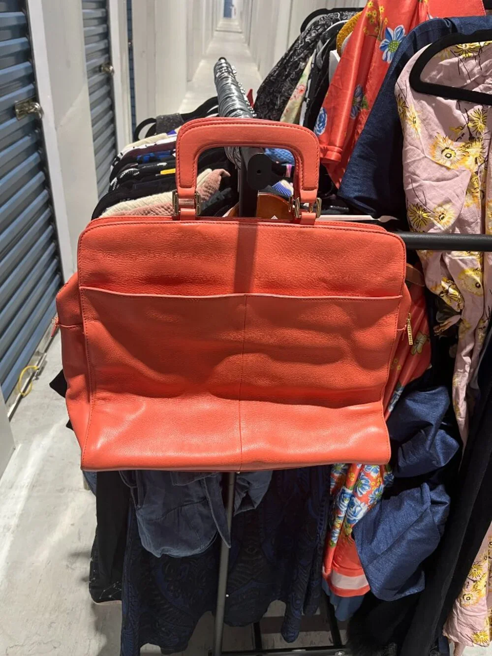 Tory Burch Marley Classic Leather Sample Bag Tabasco Coral Large Satchel Purse